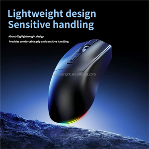 Ratón Óptico Inalámbrico con Base Retroiluminada RGB, Doble Modo 2.4G, Alimentado por Batería, Diseño Ergonómico para Escritorio - Product Image 2