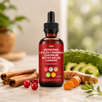 Gouttes liquides à base de plantes composées personnalisées OEM contenant de la berbérine, de la cannelle, du chrome, du melon amer et du curcuma pour soutenir le métabolisme corporel
