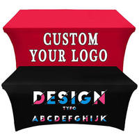 Nappe personnalisée avec logo, 6 pieds x 8 pieds, en spandex extensible, pour salon professionnel, impression par sublimation, nappe pour événements et expositions