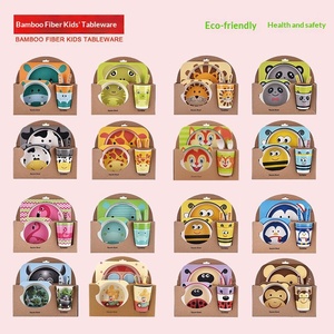 Juego de Vajilla Infantil de Fibra de Bambú, Plato, Cuchara, Tenedor y Taza con Diseño de Dibujos Animados, para Alimentación Complementaria - Product Image 4