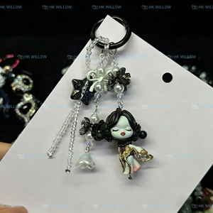 พวงกุญแจสไตล์ Y2K ลาย Skullpanda สำหรับผู้หญิง น่ารัก พร้อมจี้รูปผีเสื้อและดาว สายคล้องโทรศัพท์แบบลูกปัด ราคาถูก ขายส่ง - Product Image 1