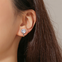 Nouvelle conception 2026 – Boucles d'oreilles pendantes à clip en argent, or et or rose avec zircon rond pour femmes et jeunes filles – Bijoux de mode, cadeaux de fête