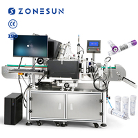 Machine d'étiquetage automatique à haute vitesse ZONESUN ZS-TB823DP pour petites bouteilles rondes et tubes, impression par transfert thermique en ligne