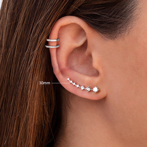 CANNER 20mm 925 Sterling Silver Gold Plated Trendy Dainty Cubic Zirconia <b>Climber</b> Ear Crawlers <b>Earrings</b> Women Party Gift Jewelry - Product Image 3