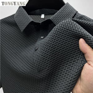 Kaos Polo Rajut Berkualitas Tinggi TONGYANG untuk Pria, Bahan Dingin, Kasual Musim Panas, Kerah Polo, Rib, Bernapas, Lengan Pendek - Product Image 4