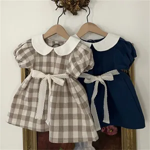 Summer fashion new mother and daughter dress girls doll collar bow belt parent-child dress factory special wholesale