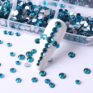 Kit de strass 3D en verre Lan Guang pour nail art, ensemble de cristaux ronds à dos plat, non thermocollants, breloques brillantes pour ongles - Product Image 4