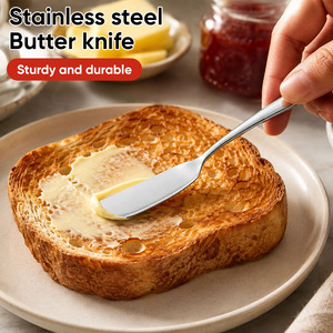 304 Stainless Steel Butter Knife with Serrated Edge, Mirror Polished Cheese Spreader for Commercial <b>Kitchen</b> <b>Gadgets</b> & Bakery - Product Image 1