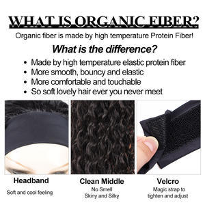 Perruque Synthétique Super Douce en Fibre Organique Noir Naturel pour Femme Perruque Afro Crépue Bouclée Extension de <span class=keywords><strong>Cheveux</strong></span> Perruques Longues et Bouclées avec Bandeau - Product Image 3