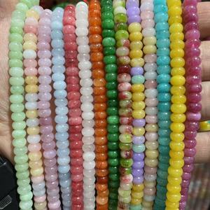 Perles de pierre 4x6mm, <span class=keywords><strong>jade</strong></span> coloré, calcédoine, perles rondes, perles en vrac, perles rondelles pour la fabrication de bijoux, bracelets DIY, accessoires - Product Image 1