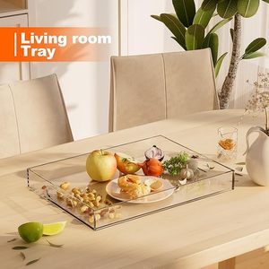 <span class=keywords><strong>Plateau</strong></span> <span class=keywords><strong>de</strong></span> service décoratif en acrylique transparent 12x16 pouces pour apéritifs, petit-déjeuner, collations, idéal pour les fêtes, lot <span class=keywords><strong>de</strong></span> 2 - Product Image 5
