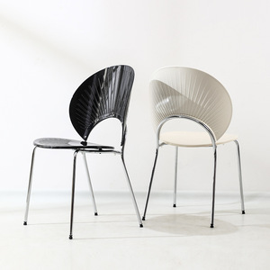 Designer Seashell Chair Transparent Amber Smoky Gray White Black <b>Backrest</b> Dining Chair For Home Hotel Cafe - Product Image 4