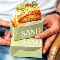 Boîtes à déchirer en papier kraft recyclé biodégradable personnalisées en usine, revêtement UV, design minimaliste et frais pour sandwichs et burgers