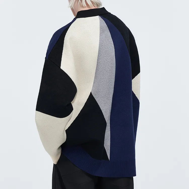 Модный вязаный свитер на заказ с графическим рисунком, повседневный разноцветный лоскутный пуловер, свитер