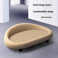 Lit pour chat extra large de style canapé, confortable et mignon, avec griffoir, coussin en peluche et tapis en sisal pour usage intérieur
