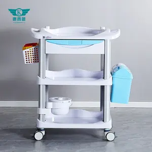 ZL305 Hot Hospital Medical Emergency Multi-functional ABS Trolley 3 Layers With Drawer Dirt Bucket Universal Wheel Trolley