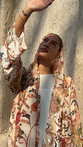 Elegant Open Kimono Cardigan Dubai <b>Kaftan</b> for Eid & Spring Vacation bloom Print Abaya - Product Image 3