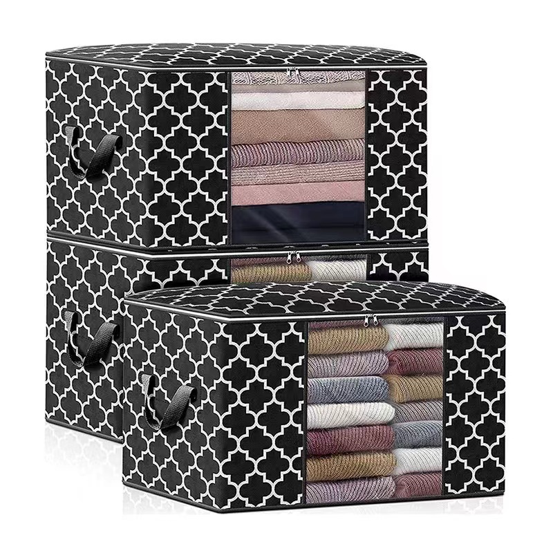 Cotton quilt storage bag large capacity moving printing non-woven organizing box foldable household clothes storage bag