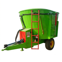 Chariot mélangeur vertical TMR tracté par tracteur 5 m³ pour ensilage de bétail de ferme laitière, hacheuse d'herbe et machine d'alimentation