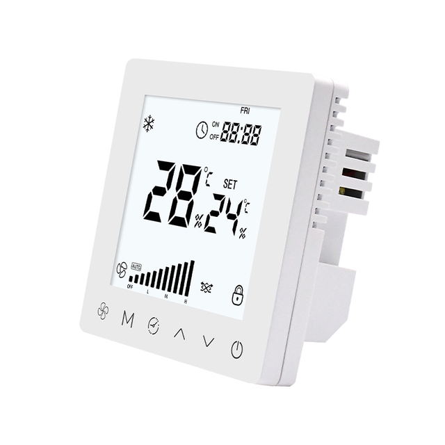 Smart Programmable TUYA APP Control AC 220V EC 0-10V 2/4 Pipes Air Conditioning FCU Smart Thermostat