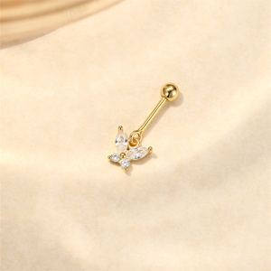 Petit piercing arrière de 3 mm en argent sterling S925 avec zircon papillon pour femmes - Product Image 2