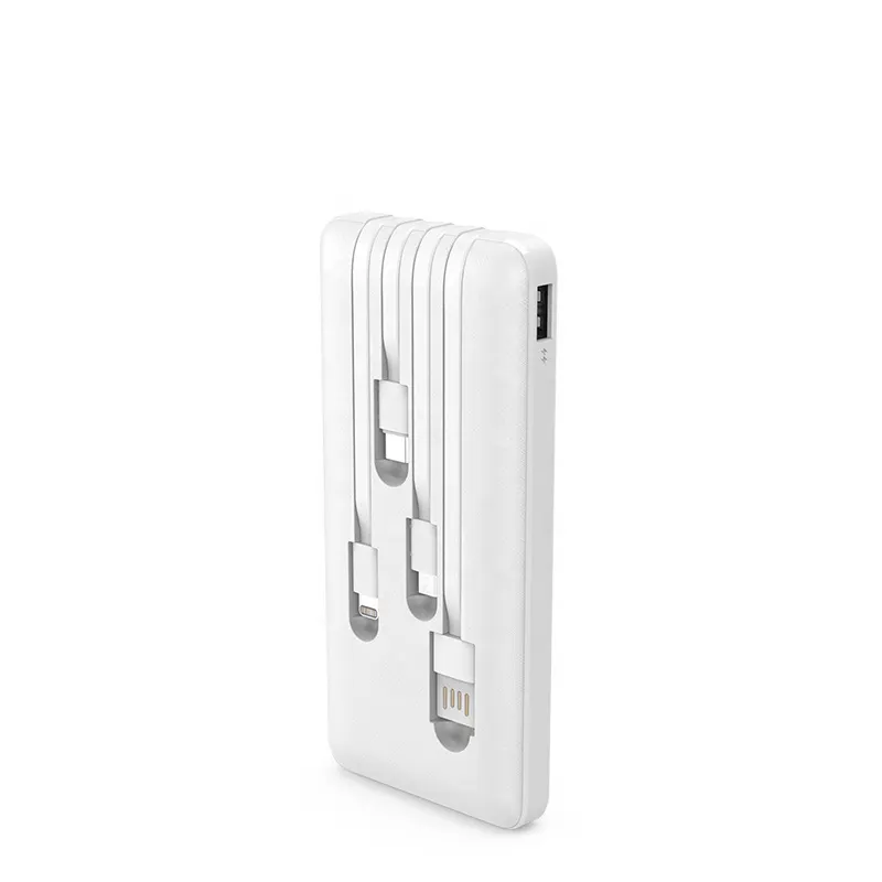 Hot Carregador Portátil Banco de Potência 20000 mah Branco com 4 Cabos Inbult 4 em 1 para Iphone Bateria Pequena Titular Vara Worklight