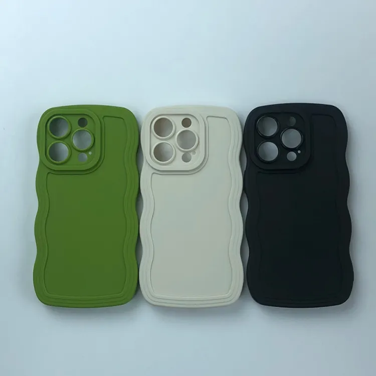 Casing ponsel silikon lembut berwarna gelombang, casing pelindung benturan untuk iPhone 15 14 13 12 11 Pro Max