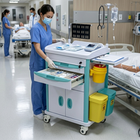 Chariot médical de traitement hospitalier ABS avec verrouillage et compartiments de rangement