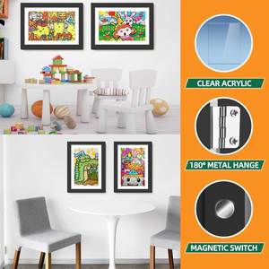 Kids Artwork Picture <b>Frame</b> Foldable Modern <b>Design</b> <b>Wall</b> Mount Changeable in Black Brown Gray A4 A3 A2 9X12 - Product Image 3