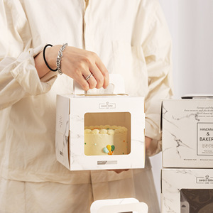 Caixa de papel da embalagem do bolo de 4 polegadas, 4 polegadas, 6 polegadas, <span class=keywords><strong>8</strong></span> polegadas, caixa de papelão elevado com janela - Product Image 5
