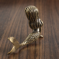 Figurine rétro en laiton de la Petite Sirène - Décoration de table artisanale en cuivre vieilli pour l'achat en gros