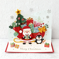 Cartes de Noël personnalisées en 3D avec effet pop-up, Père Noël, bonhomme de neige, cartes en carton duplex, cartes de vœux en kraft pour cadeaux de fête
