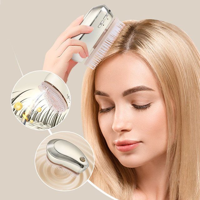 New Model Electric Head Massager Vibrating Hair Brush Comb with Aerosol Oil Spray Beauty (Atomized+ Vibration)