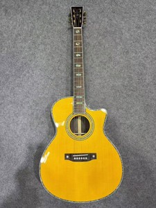 Guitarra Acústica D45 de Madera Maciza, Guitarra Folk con Tapa de Abeto Macizo y Mástil de Caoba, Estilo Vintage con Abalón - Product Image 3