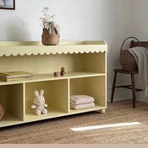 Meuble de rangement moderne de luxe avec bord ondulé, bibliothèque pour enfants, rangement pour jouets, bibliothèque, armoire de rangement en bois pour le salon - Product Image 4