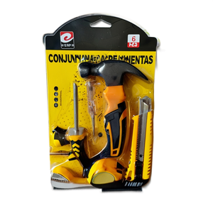 Kit de herramientas Erp de 6 piezas con martillo, destornillador, cinta métrica y cuchillo para reparaciones en el hogar - Product Image 1