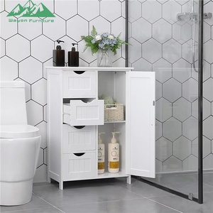 Wayon Modern <strong>White</strong> Wooden Living Room Storage Cabinet with 4 <strong>Drawers</strong> and 1 Door Functional Home Furniture - Product Image 2