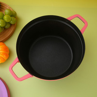 Marmite à soupe en céramique et aluminium à double anse grande capacité, pot émaillé domestique, design universel, idéal comme cadeau
