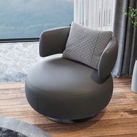 Sillón de Diseño de Alta Calidad al por Mayor, Silla Giratoria de Cuero con Base de Metal para Sala de Estar, Hotel o Villa