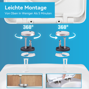 Siège de toilette en plastique blanc à fermeture douce, couvercle WC avant à fermeture lente, installation facile, remplacement de siège de salle de bain - Product Image 2