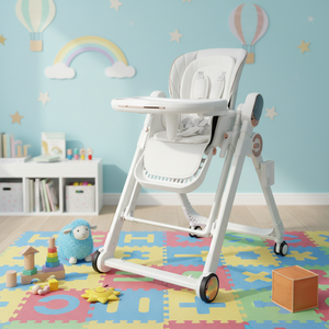 Chaise haute 3-en-1 ergonomique pour bébés, hauteur <span class=keywords><strong>de</strong></span> siège réglable en 6 positions, structure en aluminium, ceinture <span class=keywords><strong>de</strong></span> sécurité - Product Image 1
