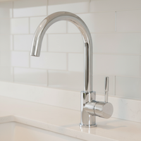 Robinet de cuisine en laiton à poignée unique, design moderne, pour hôtel, montage sur comptoir, eau chaude et froide régulée, finition polie, céramique, monotrou
