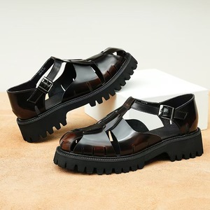 Chaussures en cuir à cellules ouvertes pour hommes, en cuir véritable, ajustables, pour tenue de ville, respirantes, sandales à enfiler, légères - Product Image 4