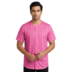 Blank Baseball Jersey for Men Casual Button Down Shirts Short Sleeve Active Team Sports Uniform - Product Image 1