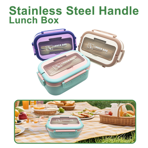 Bencircle A5-1 Cute Rectangle Single Tier Lunch <b>Box</b> With 6 Compartments <b>Plastic</b> Lid Food Grade Material Portable Multifunctional - Product Image 2