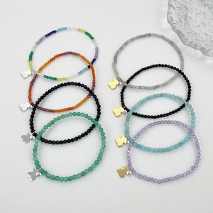 Bracciale con perline <span class=keywords><strong>in</strong></span> argento sterling S925 placcato <span class=keywords><strong>oro</strong></span> 18K, design orsetto spagnolo personalizzato, lusso semplice per matrimonio, fidanzamento, anniversario, ragazza - Product Image 1