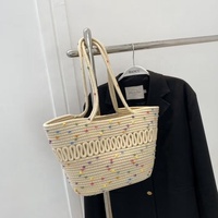 Sac fourre-tout en coton tressé à l'ouverture supérieure pour femmes, grand sac de plage pour femmes, été