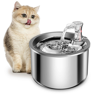 Round Stainless Steel Pet <b>Water</b> Fountain 2.0L <b>Automatic</b> Cat <b>Dispenser</b> With Faucet Design 20dB Ultra Silent Pump - Product Image 1
