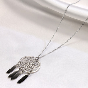 Collar de acero inoxidable con diseño de flor hueca, estilo sencillo y moderno, collar atrapasueños versátil y con personalidad, cadena para clavícula, joyería. - Product Image 3