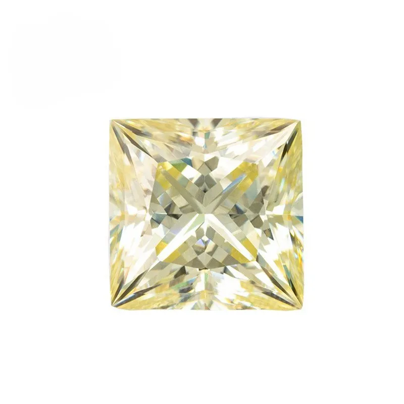 Princess Cut Yellow Color VVS Moissanite Color Loose Diamonds Ready To Ship Moissanite Stone For Ring
